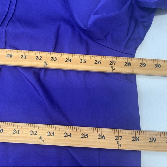 Catherines Blouse Top Woman 3X Button Up Purple Pin Tuck 3/4 Sleeve Cotton Blend - Picture 8 of 9